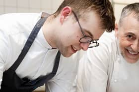 Head Chef Coalin Finn and Chef Michel Roux Jr. in the kitchen