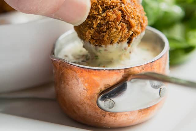 MasterChef : The Professionals winner and Head Chef at The Golf Inn, Derek Johnstone.
World Whisky Day in the Kitchen - Haggis Bon Bons with Arran Mustard and Glenkinchie Whisky Mayonnaise
