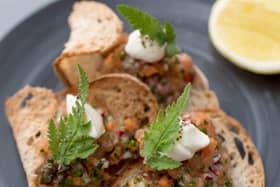 Sea Trout Tartare with Creme Fraiche. Picture: Marc Millar