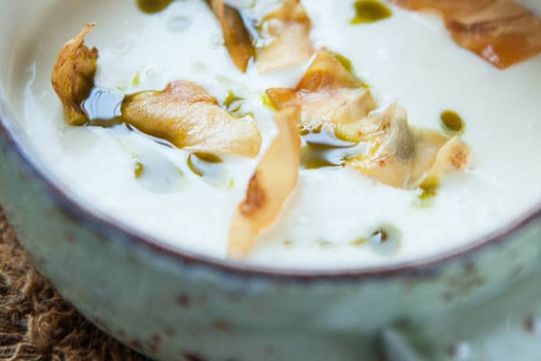 Celeriac Soup with Celeriac Crisps and Parsley Oil