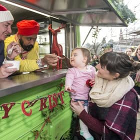 FREE FIRST USE

Scottish Chef Tony Singh and Cabinet Secretary Richard Lochhead serve food to local mum Sarah Holmes and her daughter Emma (9 months) in Edinburgh made from festive leftovers.

Further Info:
Sarah Stuart
Zero Waste Scotland
07715 066461
sarah.stuart@zerowastescotland.org.uk

Lenny Warren / Warren Media
07860 830050  01355 229700
lenny@warrenmedia.co.uk
www.warrenmedia.co.uk

All images © Warren Media 2015. Free first use only for editorial in connection with the commissioning client's  press-released story. All other rights are reserved. Use in any other context is expressly prohibited without prior permission.