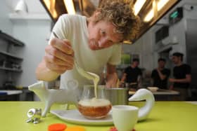 Paul Kitching prepares a dish at Edinburgh's 21212. Picture: Phil Wilkinson