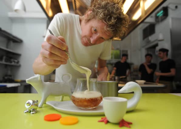 Paul Kitching prepares a dish at Edinburgh's 21212. Picture: Phil Wilkinson