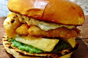 The fish & chips burger. Picture: Hooked