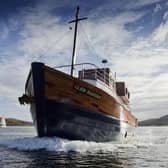 A scene from VisitScotland's TV Commercial, Surprise Yourself.  The Glen Massan luxury cruise ship in the Kyles of Bute, near  Colintraive, Argyll.October 2010Picture Credit : P. Tomkins / VisitScotland / Scottish ViewpointTel: +44 (0) 131 622 7174  Fax: +44 (0) 131 622 7175E-Mail : info@scottishviewpoint.comThis photograph can not be used without prior permission from Scottish Viewpoint.