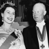 The Queen with US president Dwight D Eisenhower at a White House State banquet in 1957. Picture: Getty