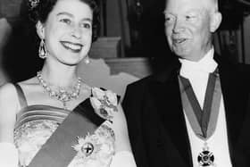 The Queen with US president Dwight D Eisenhower at a White House State banquet in 1957. Picture: Getty