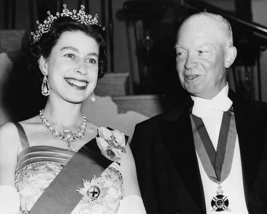 The Queen with US president Dwight D Eisenhower at a White House State banquet in 1957. Picture: Getty