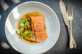 Confit of wild salmon, ragout of girolles