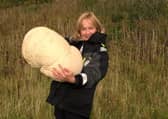 Outdoor ranger Fiona Wishart with the giant mushroom