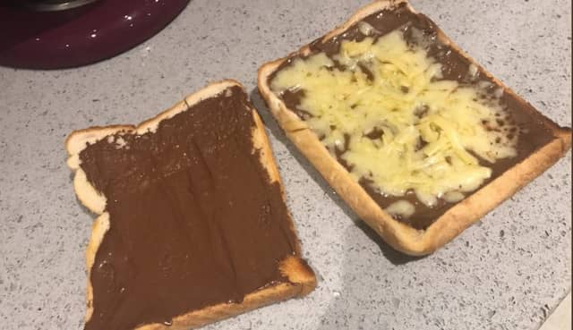 The cheese and chocolate 'toastie'. Picture: Twitter@h_xxda