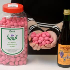 Sweet maker Ross's of Edinburgh have created Buckfast tasting creams. October 3, 2017.   See Centre Press story CPBUCKIE; The monks behind a controversial tonic wine have blasted a Scottish confectioner as "highly irresponsible" for making BUCKFAST FLAVOURED SWEETS. Buckfast have struggled to shake off a reputation which has seen the drink directly linked with violent crime and anti-social behaviour. And confectioners Ross's of Edinburgh have now concocted the flavour to appeal to "the younger generation". The sweets, called Buckfast Flavoured Creams, have only been on sale for a few weeks and there is already a growing demand for them. But a spokesman for the medieval monastry in Buckfastleigh, Devon, said that this is unwanted publicity.