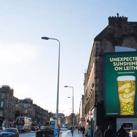 The billboard was erected on Leith Walk