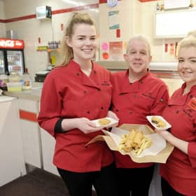 Union Chippie staff serve up some deep fried festive food. Picture: TSPL