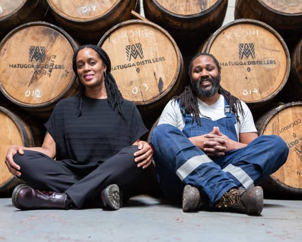 Matugga Rum founders Paul and Jacine Rutasikwa, in their distillery in Livingston, Scotland