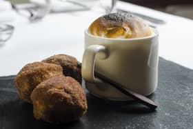 Coffee and doughnuts with marshmallow foam