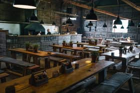 Inside the dark Steak Barn  at Balgove Larder, St Andrews