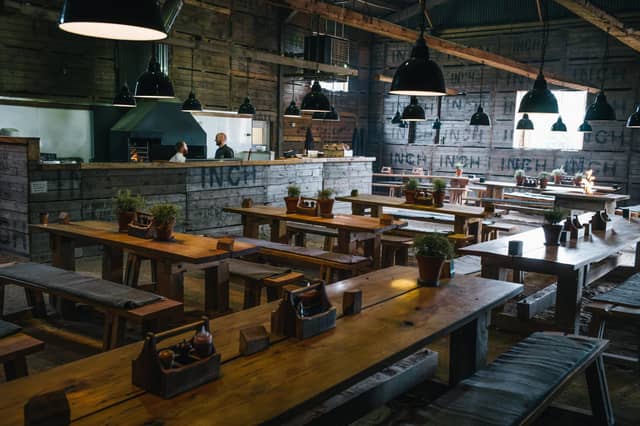 Inside the dark Steak Barn at Balgove Larder, St Andrews