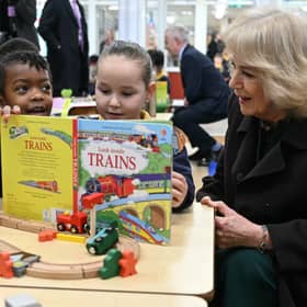 Queen Camilla, seen at the opening of a library at Christ Church Primary School in London, has been working to encourage children to read more for pleasure (Picture: Justin Tallis/WPA pool)