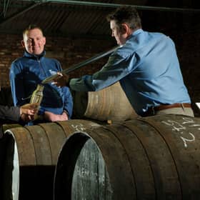 Rugby legend and Motor Neuron Disease campaigner Doddie Weir visits Diageos Glenkinchie Distillery to select a cask of Glenkinchie single malt to have bottled for his foundation, My Name5 Doddie. 
Photo shows Doddie with Ramsay Borthwick (Glenkinchie distillery manager) and Eve Murphy, Diageo apprentice whisky specialist.

Further info: Stuart Young, 3x1 Public Relations, 0141 221 0707
syoung@3x1.com 

Photograph: Mike Wilkinson 07/02/20.

Copyright: Mike Wilkinson.

07768393673.
mike@mike-wilkinson.com
www.mike-wilkinson.com.