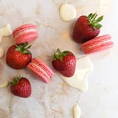 strawberry macarons