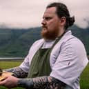 Torridon chef Paul Green with the midge proof BBQ Scotch Beef skewers