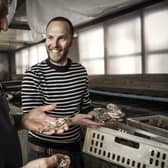 Checking the quality of oysters at the oyster farm on Loch Fyne