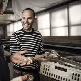 Checking the quality of oysters at the oyster farm on Loch Fyne