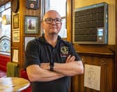 Kevin McGhee with the key safe box at the Athletic Arms