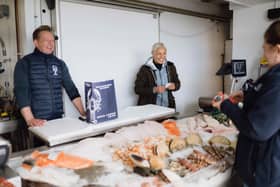 Monica Galetti wxith David Lowrie of David Lowrie Fish Merchants, St Monan's