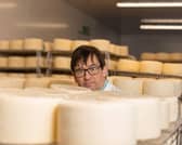 Rory Stone hiding behind cheese