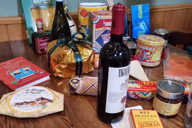 Some of the Christmas goodies for sale at Valvona and Crolla