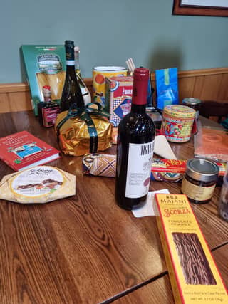 Some of the Christmas goodies for sale at Valvona and Crolla