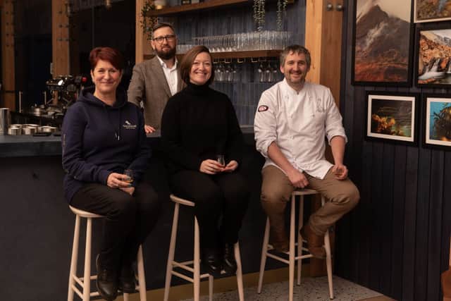 L-R: Sarah Campbell (Compliance Manager, Talisker Distillery), Krzysztof Dudkowski (General Manager, The Three Chimneys), Louise Ellis (Experience and Events Manager, Talisker Distillery) and Scott Davies (Head Chef, The Three Chimneys).