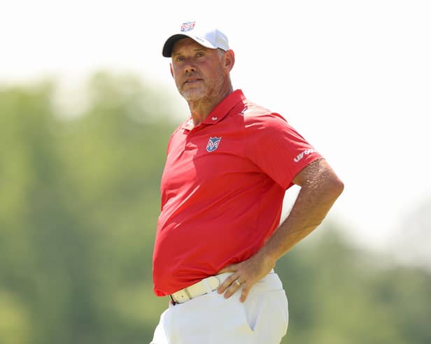 Majesticks co-captain Lee Westwood pictured during last month’s LIV Golf New York at Trump National Golf Club in Bedminster, New Jersey 