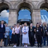 Eljamel inquiry campaigners on the steps of the inquiry venue