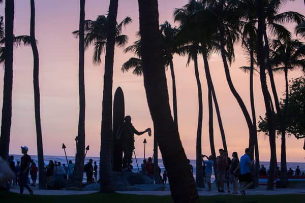 Waikiki Beach, Hawaii, where the sport of surfing was first filmed in 1906