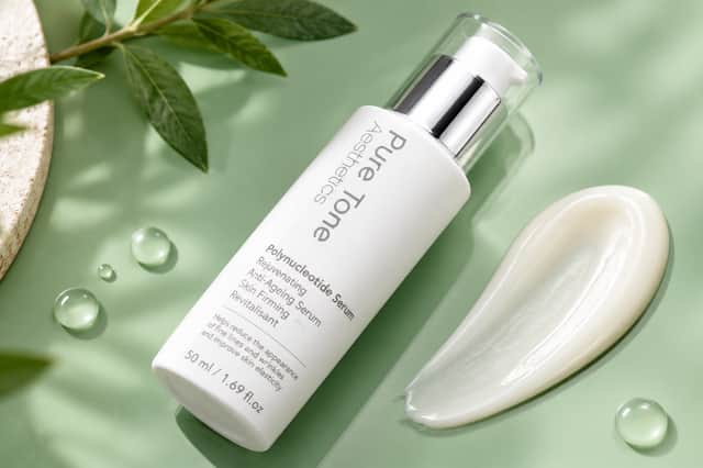 The star of the show: Kimberley Walsh’s £49.99 Polynucleotide Serum puts one of beauty’s buzziest ingredients centre stage.