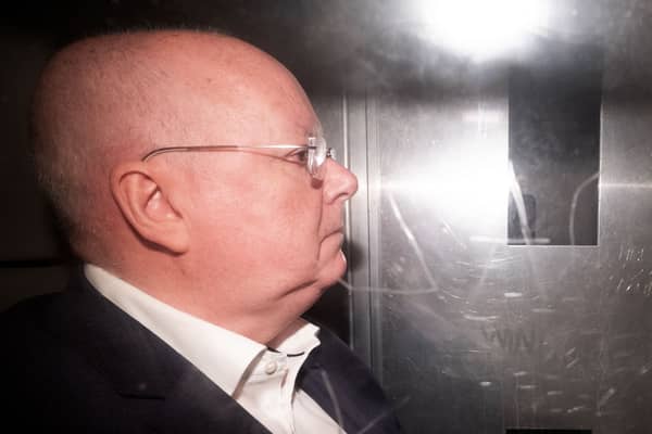 Peter Murrell arrives at the High Court in Edinburgh in the back of a prison van