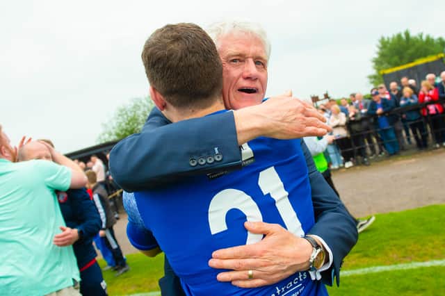 Spartans' chairman Craig Graham after Spartans are promoted to the SPFL in 2023. (Photo by Sammy Turner / SNS Group)
