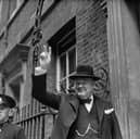 Winston Churchill makes a victory sign outside 10 Downing Street in June 1943 as the Second World War raged (Picture: Daily Express/Hulton Archive)