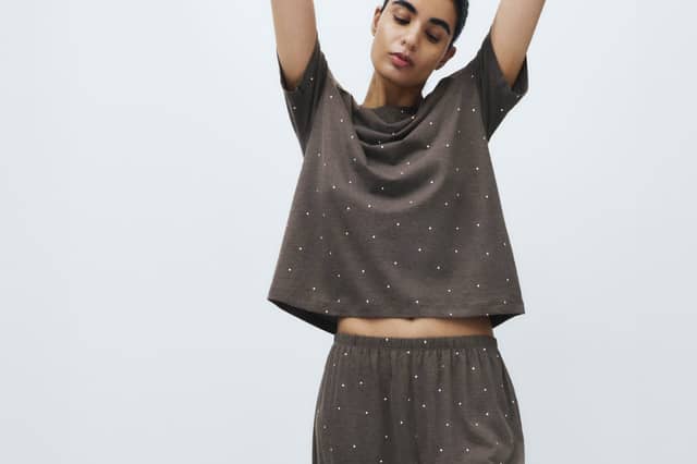 M&S’s Cotton Rich Printed Cropped Pyjama Set costs £12.50
