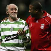 Danny McGrain seen with John Barnes during a Celtic vs Liverpool legends charity match in 2006 (Picture: Jeff J Mitchell)