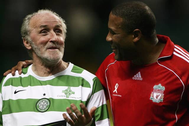 Danny McGrain seen with John Barnes during a Celtic vs Liverpool legends charity match in 2006 (Picture: Jeff J Mitchell)