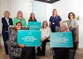 Back left to right is Professor Anna Glasier, strategic political adviser Amy Callaghan, women’s health strategic adviser Jessica Wilson, supported self-management facilitator Jude Murray, and clinical adviser Dr Amy Small, and front from left is Jennie Glennie, Angela Bradley and Jane-Claire Judson.