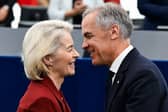 Canadian Prime Minister Mark Carney greets European Commission President Ursula von der Leyen after delivering a speech at the European Parliament (Picture: Jean-Christophe Verhaegen)