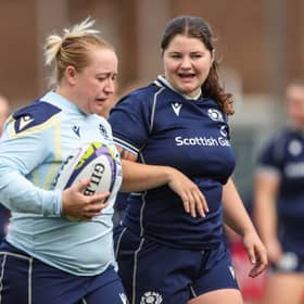 Lana Skeldon (L) and Elis Martin (R) during a Scotland Women's team run.