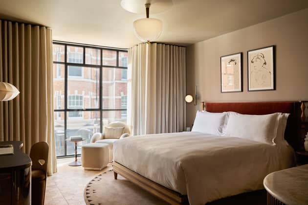 A bedroom in the Newman Hotel
