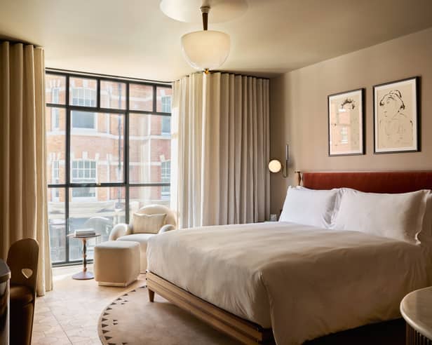 A bedroom in the Newman Hotel