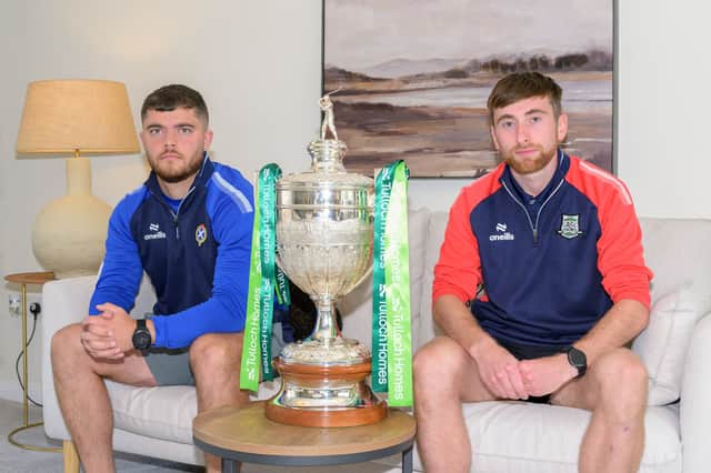 Newtonmore's Iain Robinson, left, and Kingussie's Ruaridh Anderson ahead of this weekend's Camanachd Cup.